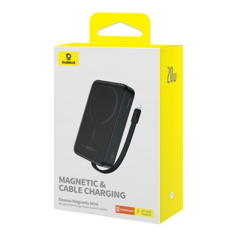 MINI POWERBANK MAGSAFE 10000MAH 20W Z KABLEM LIGHTNING DO IPHONE 0.3M CZARNY MINI POWERBANK MAGSAFE 10000MAH 20W Z KABLEM LIGHTNING DO IPHONE 0.3M CZARNY