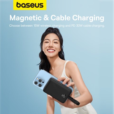 MINI POWERBANK MAGSAFE 10000MAH 20W Z KABLEM LIGHTNING DO IPHONE 0.3M CZARNY MINI POWERBANK MAGSAFE 10000MAH 20W Z KABLEM LIGHTNING DO IPHONE 0.3M CZARNY