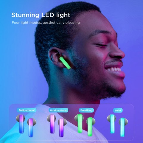 SŁUCHAWKI BEZPRZEWODOWE TWS ICELENS SERIES ZE ŚWIATŁAMI LED CZARNE SŁUCHAWKI BEZPRZEWODOWE TWS ICELENS SERIES ZE ŚWIATŁAMI LED CZARNE