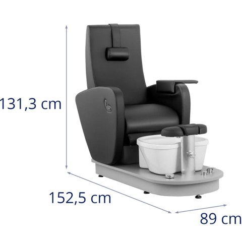Fotel podologiczny kosmetyczny do pedicure z brodzikiem elektryczny HAVANA - czarny Fotel podologiczny kosmetyczny do pedicure z brodzikiem elektryczny HAVANA - czarny
