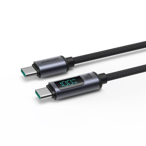 Kabel przewód USB-C z wyświetlaczem LED 100W 1.2m czarny Kabel przewód USB-C z wyświetlaczem LED 100W 1.2m czarny