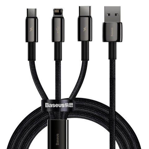 Kabel przewód 3w1 USB USB-C Iphone Lightning microUSB 3.5 A 1.5 m czarny Kabel przewód 3w1 USB USB-C Iphone Lightning microUSB 3.5 A 1.5 m czarny