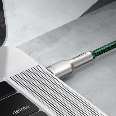 Przewód kabel USB-C - USB-C Cafule Metal Data Power Delivery 100W 2m - zielony Przewód kabel USB-C - USB-C Cafule Metal Data Power Delivery 100W 2m - zielony