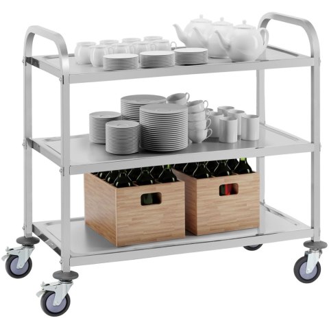 WÓZEK KELNERSKI CATERINGOWY 3 PÓŁKOWY DO 150KG ZE STALI NIERDZEWNEJ ROYAL CATERING RCSW 3A WÓZEK KELNERSKI CATERINGOWY 3 PÓŁKOWY DO 150KG ZE STALI NIERDZEWNEJ ROYAL CATERING RCSW 3A