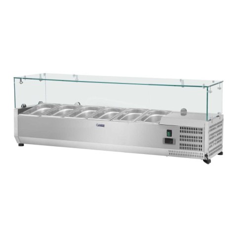 NADSTAWA CHŁODNICZA ZE SZKLANĄ OSŁONĄ 5X GN1/3 I 1X GN1/2 150CM NADSTAWA CHŁODNICZA ZE SZKLANĄ OSŁONĄ 5X GN1/3 I 1X GN1/2 150CM