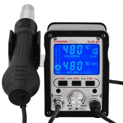 STACJA LUTOWNICZA KOLBOWA HOT AIR 70W LCD S-LS-45 S - ZESTAW 21EL. STACJA LUTOWNICZA KOLBOWA HOT AIR 70W LCD S-LS-45 S - ZESTAW 21EL.