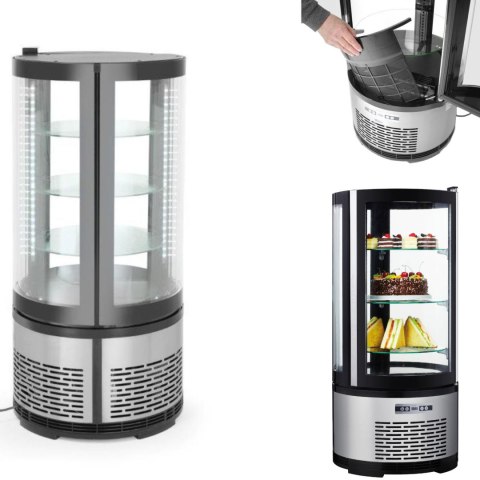 WITRYNA CHŁODNICZA CUKIERNICZA OKRĄGŁA 3 PÓŁKI LED 100L WITRYNA CHŁODNICZA CUKIERNICZA OKRĄGŁA 3 PÓŁKI LED 100L