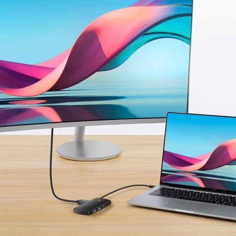 Lite series wielofunkcyjny hub USB-C 2 x USB 3.0 USB-C HDMI 1.4 SD-TF czarny
