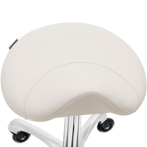 Taboret stołek hoker kosmetyczny siodłowy na kółkach York do 150 kg beżowy