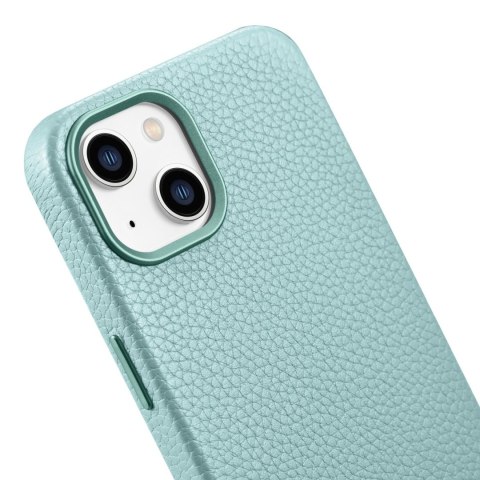 Skórzane etui iPhone 14 magnetyczne z MagSafe Litchi Premium Leather Case zielony