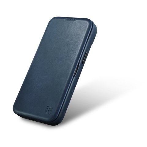 Skórzane etui iPhone 14 Plus z klapką magnetyczne MagSafe CE Oil Wax Premium Leather granatowy