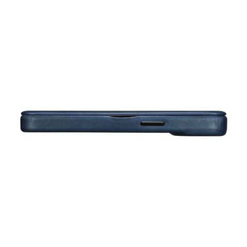 Skórzane etui iPhone 14 Pro Max z klapką magnetyczne MagSafe CE Oil Wax Premium Leather granatowy