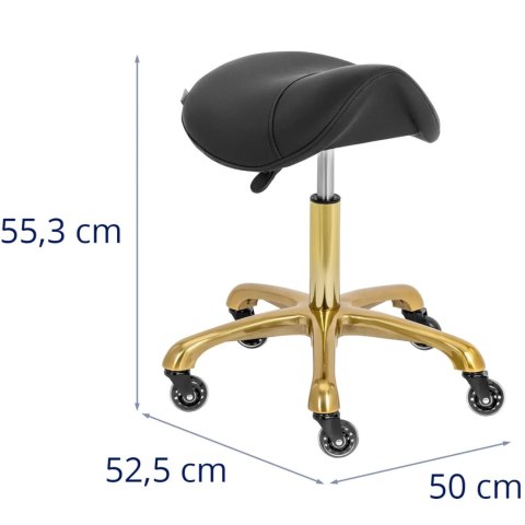 Taboret stołek kosmetyczny siodłowy na kółkach do 150 kg YORK - czarno złoty