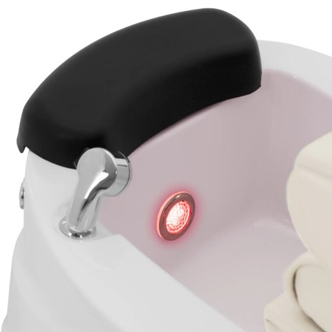 Fotel podologiczny do pedicure z funkcją masażu brodzikiem - kremowy