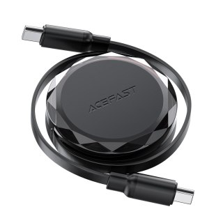Kabel przewód USB-C - USB-C zwijany z organizerem 60W - czarny