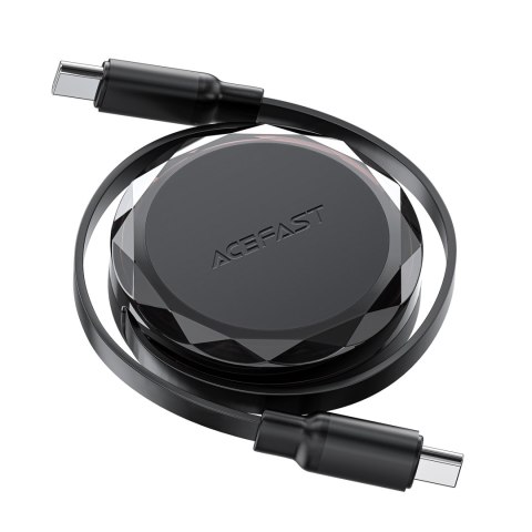 Kabel przewód USB-C - USB-C zwijany z organizerem 60W - czarny