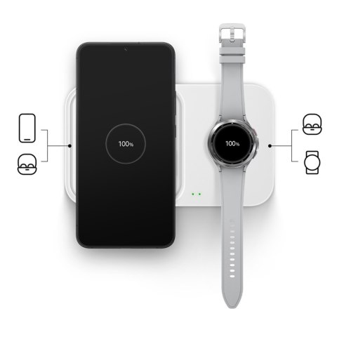 Ładowarka Samsung Wireless Charger Duo indukcyjna 15W + ładowarka sieciowa i kabel - biała
