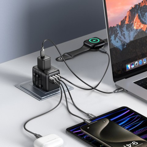 Ładowarka adapter podróżny uniwersalny 17W EU / US / UK / JP / AU / CN - czarny