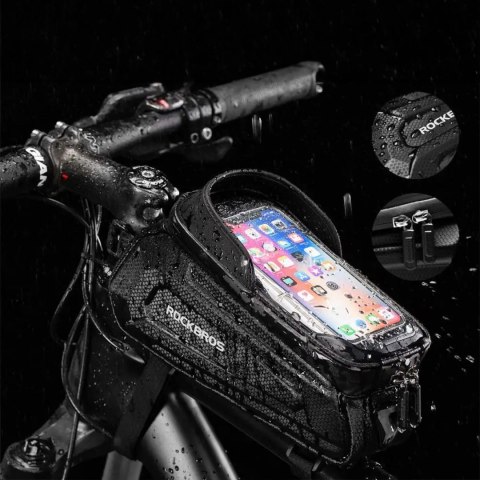 Sakwa rowerowa na ramę pancerna z kieszonką na telefon nawigację 1.7l - czarna