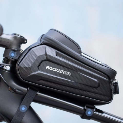 Sakwa rowerowa na ramę pancerna z kieszonką na telefon nawigację 1.7l - czarna
