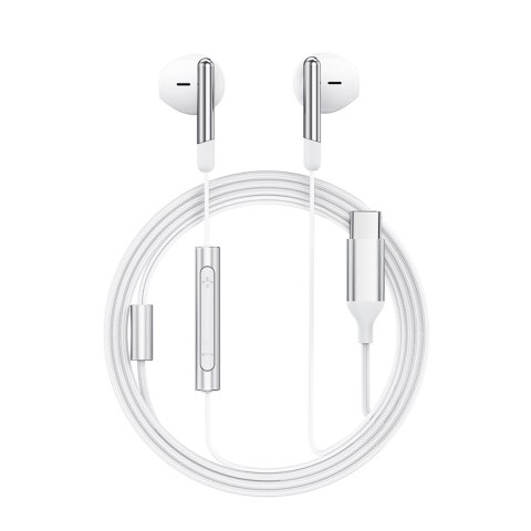 Słuchawki przewodowe z mikrofonem i pilotem USB-C 1.2m - białe