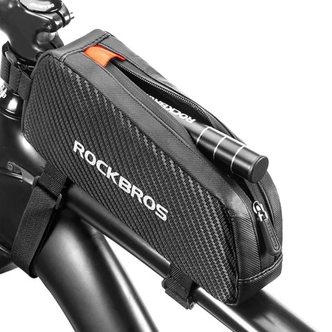Torba rowerowa wodoodporna mocowana na ramę z plecionką 1l - czarna