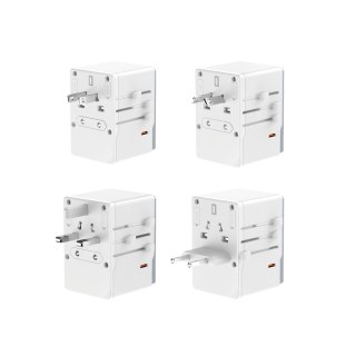 Uniwersalna ładowarka adapter podróżny 35W EU / UK / AUS / US / JP 3x USB-C 2x USB-A - biały