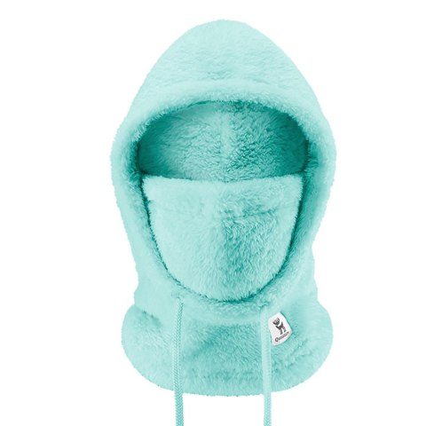 Ciepła kominiarka z futerka zimowa narciarska Arctic Velvet rozmiar L - miętowa