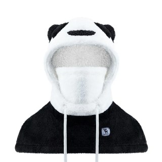 Ciepła kominiarka zimowa z futerka Panda dla dzieci i dorosłych rozmiar L - czarna/biała