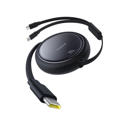 Kabel przewód zwijany USB-C - 2 x USB-C Bright Mirror Series 100W 1m - czarny