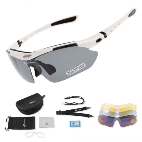 Okulary rowerowe polaryzujące 10002 - ZESTAW - białe