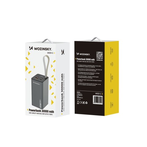 Powerbank K65+ 65W 30000mAh 2x USB-C 1x USB-A 65W - czarny