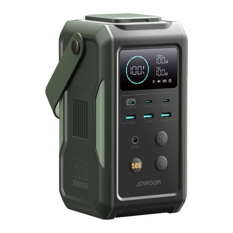 Powerbank turystyczny 75000mAh 100W USB-C USB-A lampka sygnał SOS - zielony