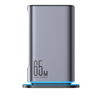 Stacja ładowania ładowarka wieloportowa GaN 65W EU 4x USB-C i 2x USB-A - ciemnoszara