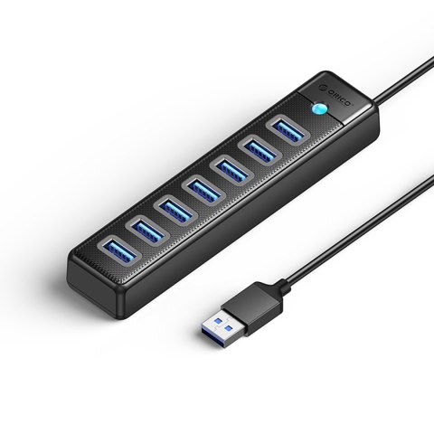 Hub rozdzielacz PW7U-U3 7x USB-A USB-C 5V 3A 1m - czarny