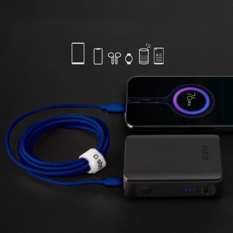 Kabel przewód w oplocie USB-C - USB-C 60W 1.5m - niebieski
