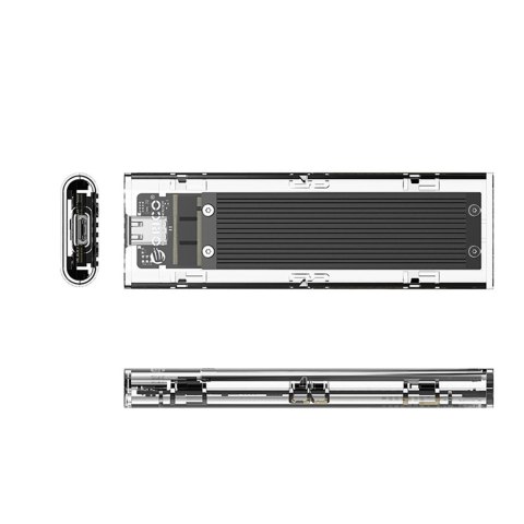 Kieszeń obudowa na dysk TCM2-C3 M.2 NVME na USB-C 10Gb/s - czarno-przezroczysta