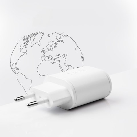 Ładowarka sieciowa Power Delivery USB-A USB-C 20W - biała