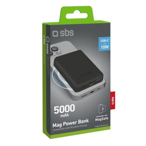Powerbank beprzewodowy 5000 mAh USB-C MagSafe - czarny