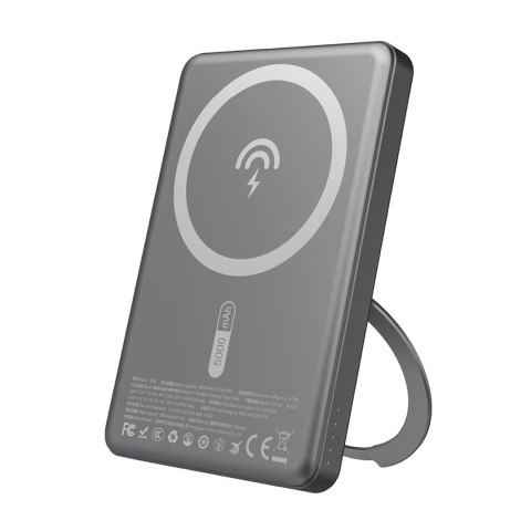 Powerbank z MagSafe i podstawką 20W PD 5000mAh - szary