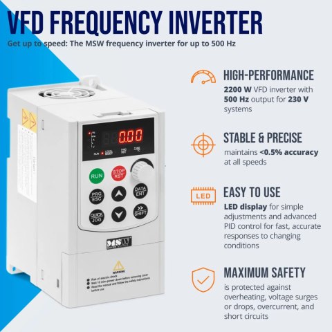Przetwornica częstotliwości VFD falownik 500 Hz 2200 W 230 V