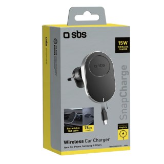 Uchwyt na smartfona z ładowarką bezprzewodową zwijanym kablem MagSafe - czarny