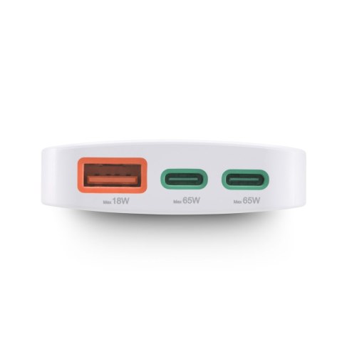 Ładowarka sieciowa składana GaN USB-C USB-A 65W - biała