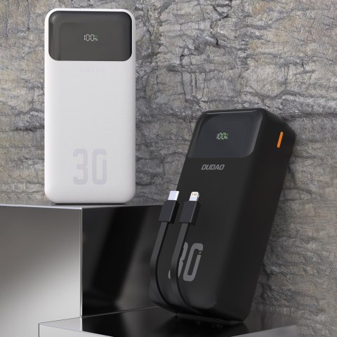 Powerbank 30000mAh z wbudowanymi kablami PD 22.5W - czarny