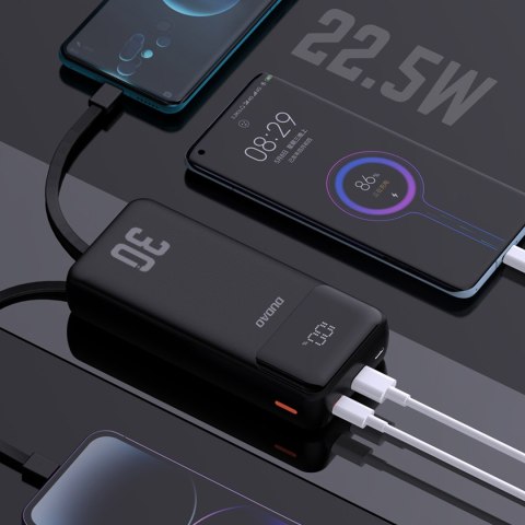 Powerbank 30000mAh z wbudowanymi kablami PD 22.5W - czarny
