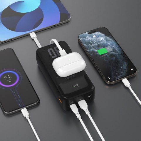 Powerbank 30000mAh z wbudowanymi kablami PD 22.5W - czarny