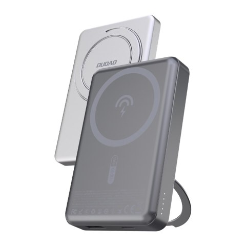 Powerbank K28 10000mAh z MagSafe z metalową obudową i podstawką PD 22.5W - srebrny