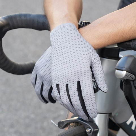 Rękawiczki rowerowe oddychające pełne rozmiar L - szare