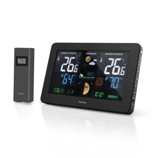Stacja pogody Hama Premium z kolorowym wyświetlaczem USB - czarna