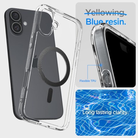 Etui ochronne na iPhone 16 Ultra Hybrid MagSafe Carbon Fiber - przezroczysto szare